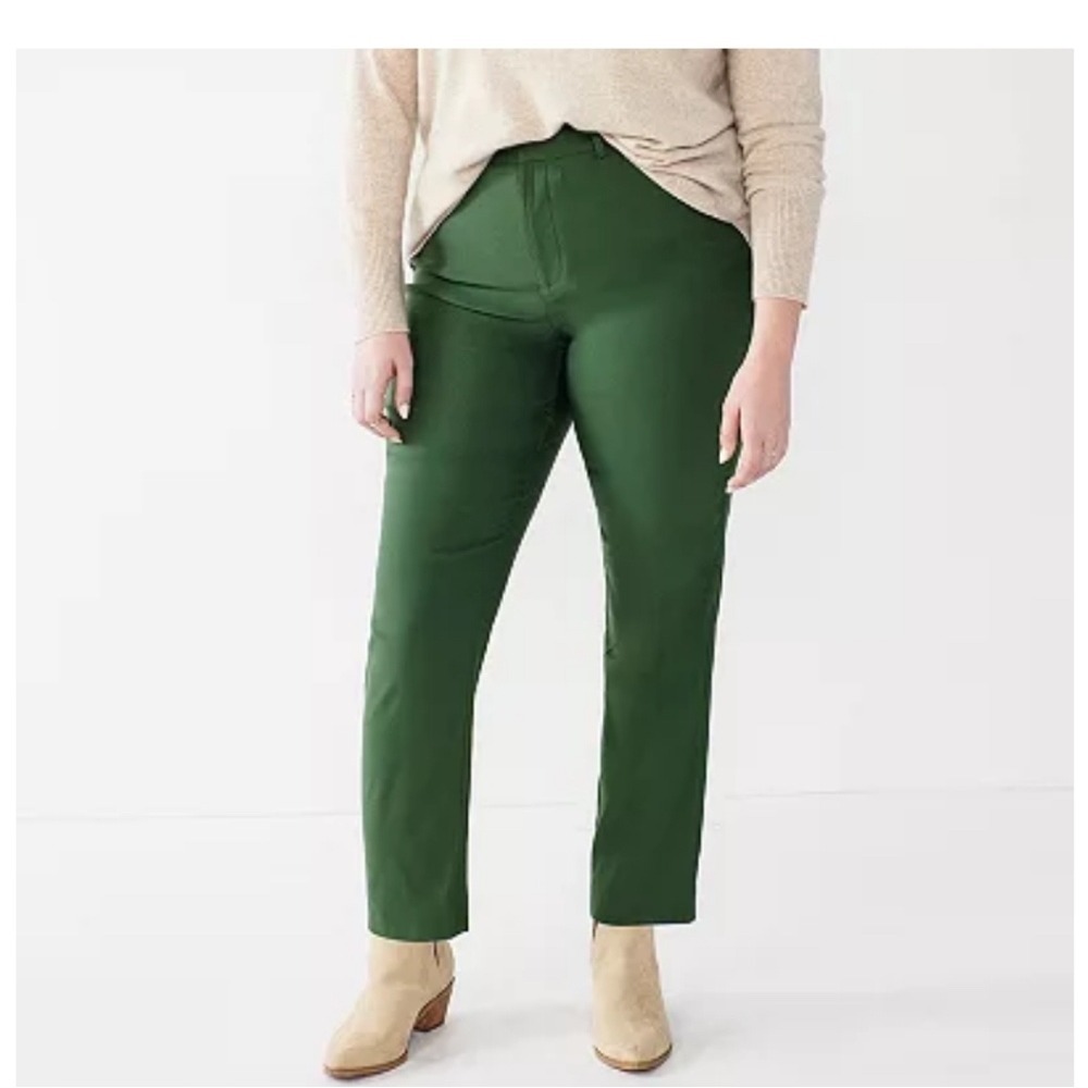 (A3) Nine West Womens Green Slim Ankle Dress Pants Size 8 High Rise Trousers